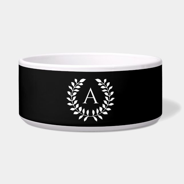 White On Black Laurel Wreath With Custom Monogram (Front)