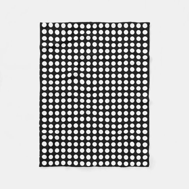 White on Black Medium Size Horizontal Polka Dots Fleece Blanket (Front)
