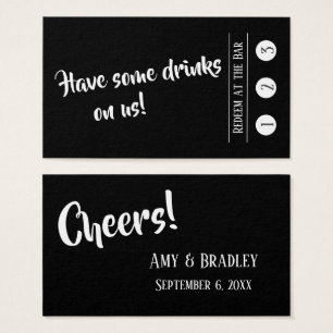 White on Black, Modern 3-Punch Drink Ticket Cards