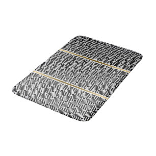 White On Black Modern Geometric Maze Pattern Bath Mat