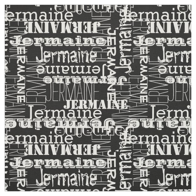 White on Black Modern Name Collage Decor Fabric (Swatch)