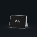 White on Black Monogram folded Thank You Card<br><div class="desc">Classic and simple white monogrammed initials on black background folded thank you card (blank white inside) Great for business correspondence.</div>