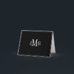White on Black Monogram folded Thank You Card<br><div class="desc">Classic and simple white monogrammed initials on black background folded thank you card (blank white inside) Great for business correspondence.</div>