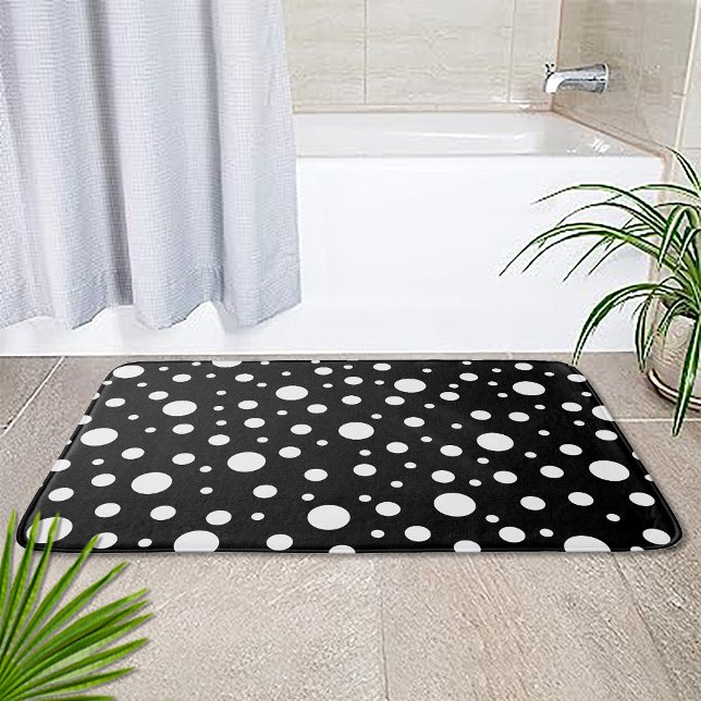 White on Black Polka Dot Pattern Bath Mat (Creator Uploaded)