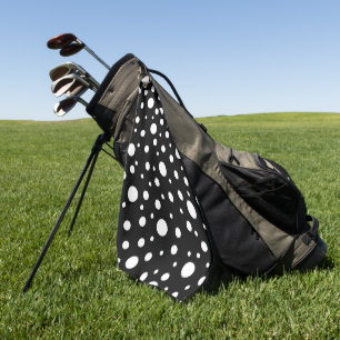 White on Black Polka Dot Pattern Golf Towel