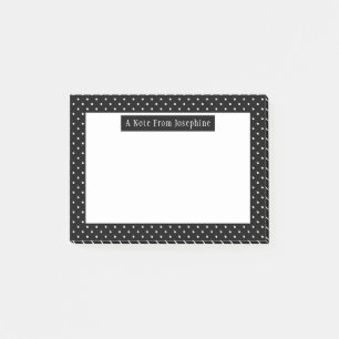 White On Black Polka Dots Pattern Custom Text Post-it Notes