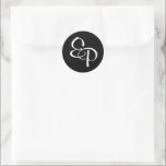 White on Black Script Monogram Envelope Seal<br><div class="desc">Seal your wedding invitation envelopes shut with a personalised sticker showing your couple monogram! The two script letters intertwine just as your two lives will.</div>