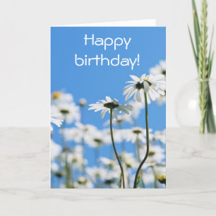 White on blue card