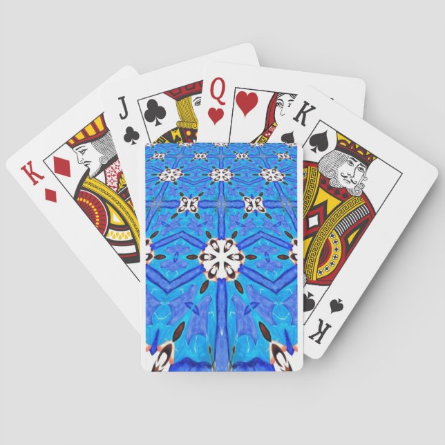 white on blue matrix grid playing cards (Back)