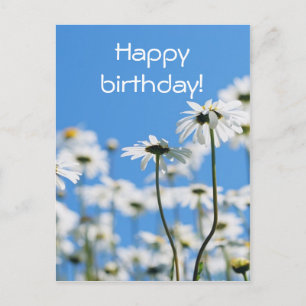 White on blue postcard