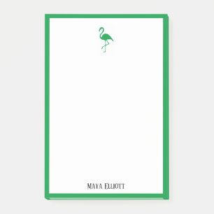 White on Bright Green Flamingo & Border with Name Post-it Notes