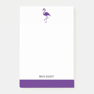 White on Bright Purple Flamingo & Border w/ Name Post-it Notes