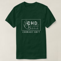 White on Dark Heart Sketch CHD EKG Courage T-Shirt