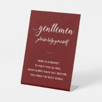 White On Dark Red Men's Bathroom Basket Wedding