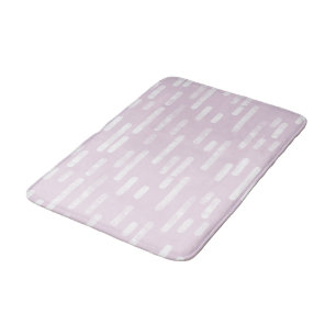 White on Dusty Pink Rounded Lines Pattern Bath Mat