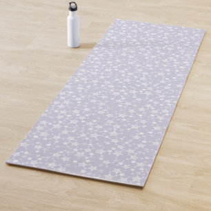 White on Dusty Purple Lino Print Stars Pattern Yoga Mat
