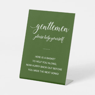 White On Green Men's Bathroom Basket Wedding Pedestal Sign