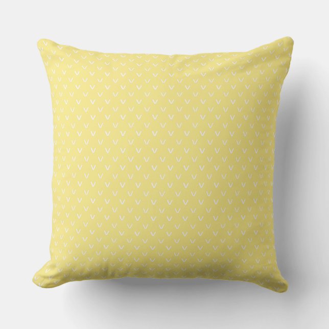 White on Lemon Yellow Faux Knitting Stitch Pattern Cushion (Front)
