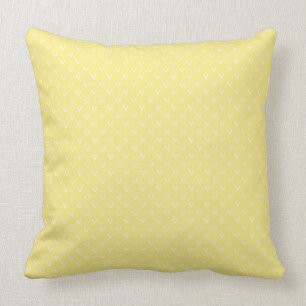 White on Lemon Yellow Faux Knitting Stitch Pattern Cushion