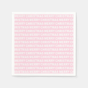 White on Light Pink Christmas Typography Napkin