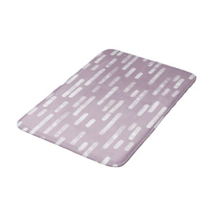 White on Mauve Rounded Lines Pattern Bath Mat