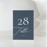 White on Navy Blue | Calligraphy Modern Wedding Table Number<br><div class="desc">White on Navy Blue |  Calligraphy Modern Wedding Table Number - modern and impressive - part of a collection</div>