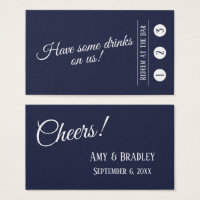 White on Navy, Modern 3-Punch Drink Tickets