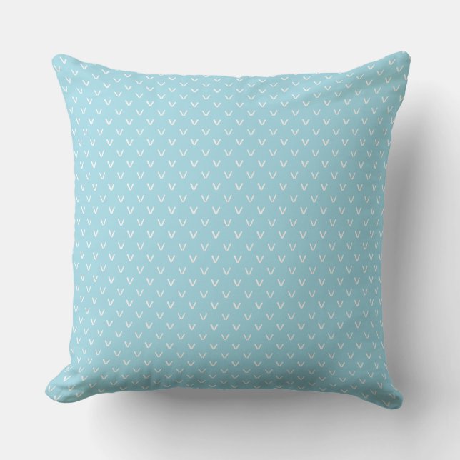 White on Pale Blue Faux Knitting Stitch Pattern Cushion (Front)