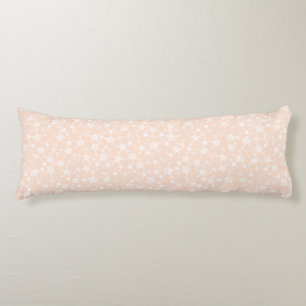 White on Peach/Apricot   Lino Print Stars Pattern Body Cushion