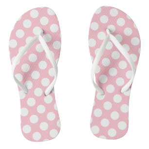 White on Pink Large Size Polka Dots Jandals