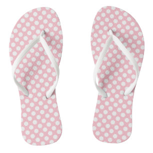 White on Pink Medium Size Polka Dots Jandals