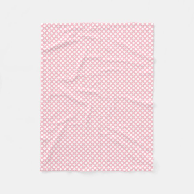 White on Pink Small Size Polka Dots Fleece Blanket (Front)