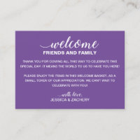 White On Purple Wedding Welcome Gift Bag Basket