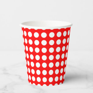White on Red Medium Size Horizontal Polka Dots Paper Cups