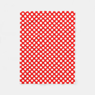 White on Red Medium Size Polka Dots Fleece Blanket