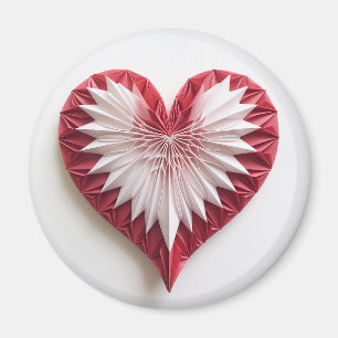 White on red origami heart magnet
