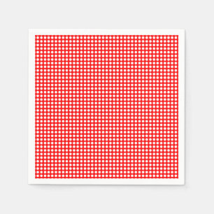 White on Red Small Horizontal Polka Dots Paper Napkin
