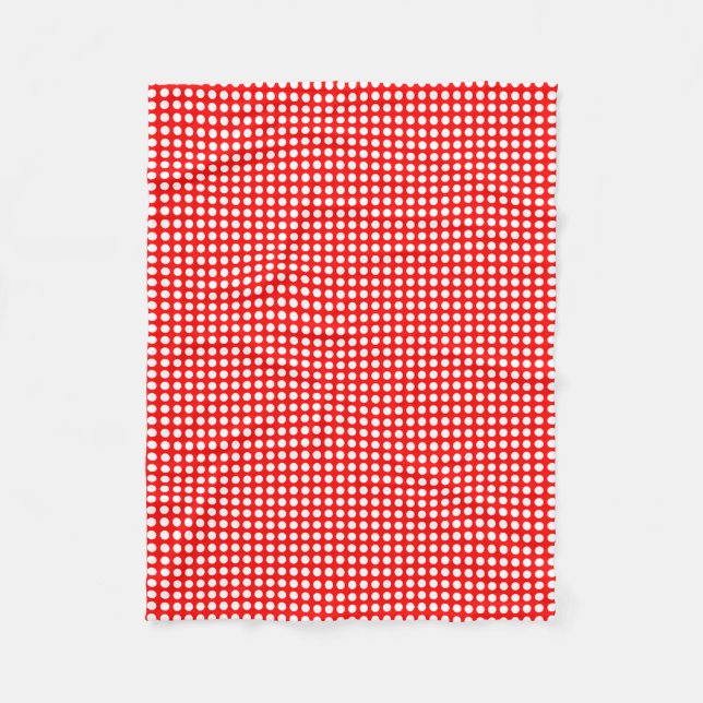 White on Red Small Size Horizontal Polka Dots Fleece Blanket (Front)