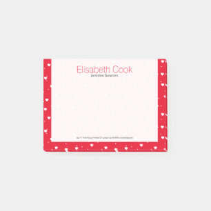 White On Red Valentines Hearts Pattern Post-it Notes