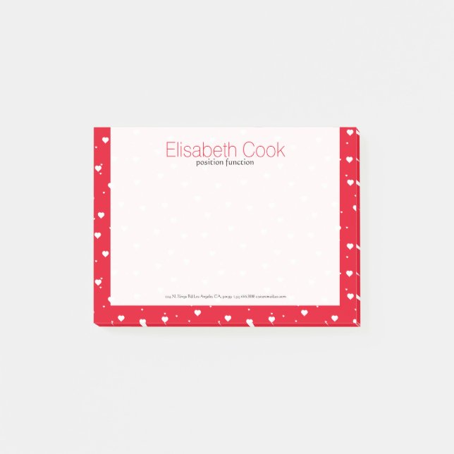 White On Red Valentines Hearts Pattern Post-it Notes (Front)