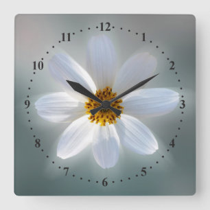 White on shades of blue square wall clock