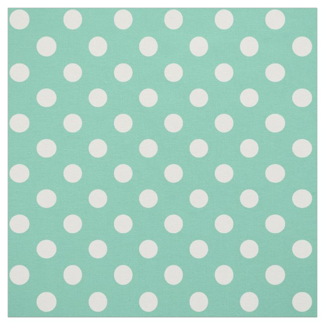White on Teal Green Polka Dot Fabric (Swatch)