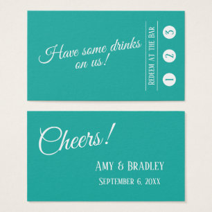 White on Turquoise, Modern 3-Punch Drink Tickets