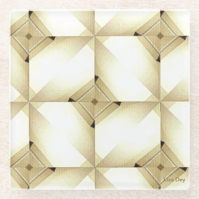 White on White Abstract Glass Coasters (Front)