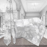 White On White Cascading Peonies Pale Grey Wedding Tie<br><div class="desc">A black and white,  muted colour wedding neck tie featuring a light grey or opaque version of my number one selling tie,  "Navy Blue & White Cascading Peonies Wedding Necktie."</div>