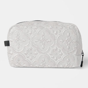 White On White Floral Pattern Dopp Kit