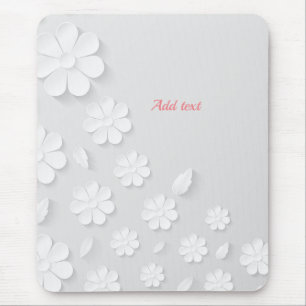 White on white floral pattern template, mouse pad
