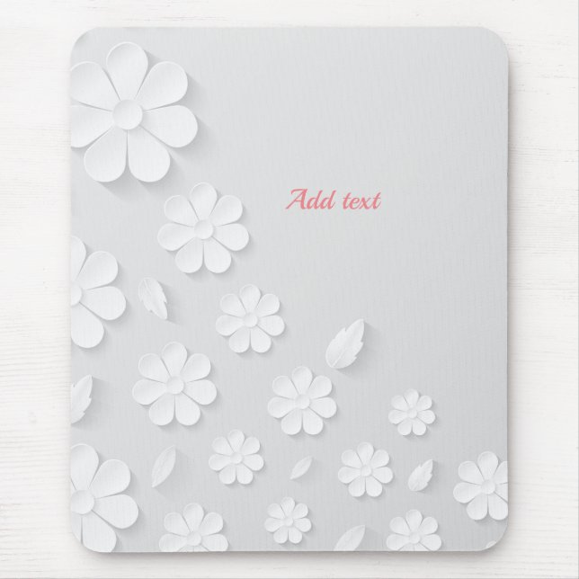 White on white floral pattern template, mouse pad (Front)