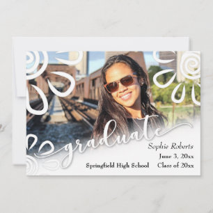 White on White Floral/Pic Graduation Announcement