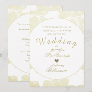 White on White Floral  Wedding Invitation
